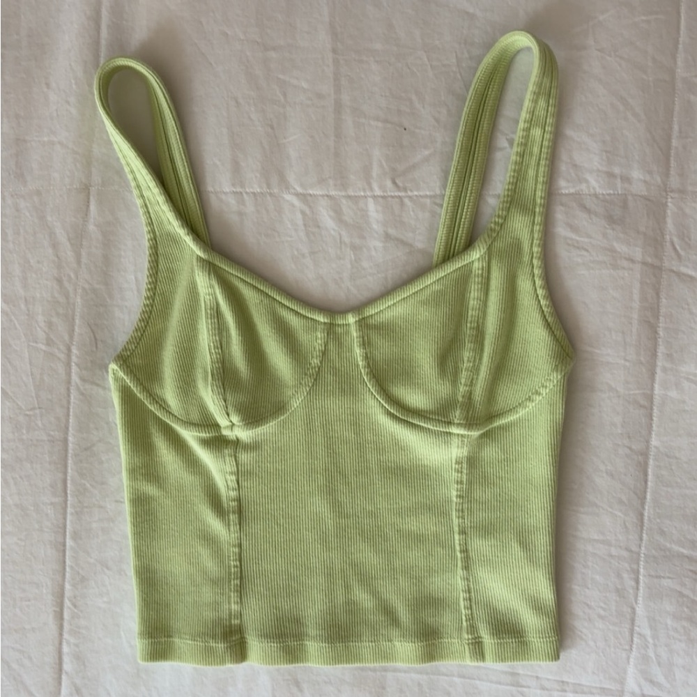 Aerie "love this moment" women's lime green cropped
corset tank